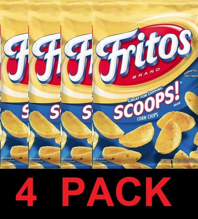 FRITOS SCOOPS Original Corn Chips 9.25 oz Bag - 4 PACK