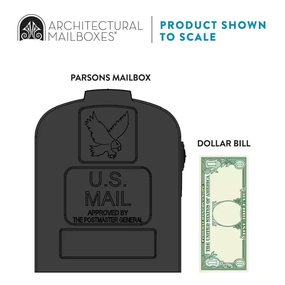 Parsons Black, Medium, Plastic, Post Mount Mailbox