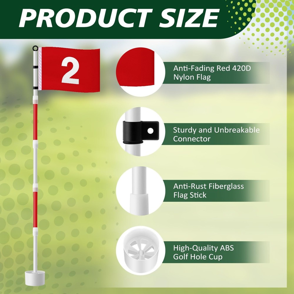 6Ft Golf Flagstick Set - Portable Numbered Flags & Poles for Practice