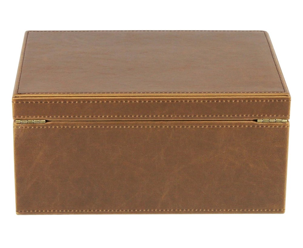 Faux Leather Decorative Box, Large Wooden Structure Keepsake Box Accessory Or...