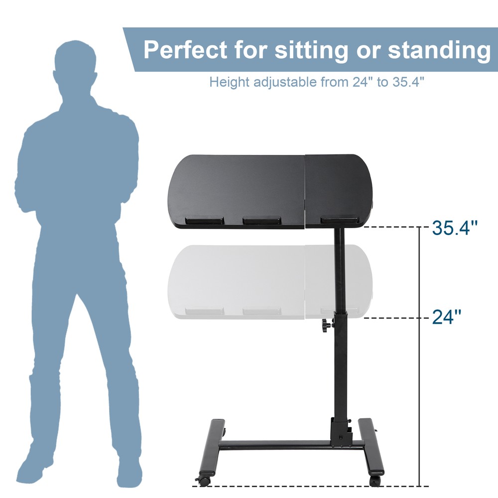 Ergonomic Laptop Notebook Rolling Table Desk Stand Over Bed Convenient Stable