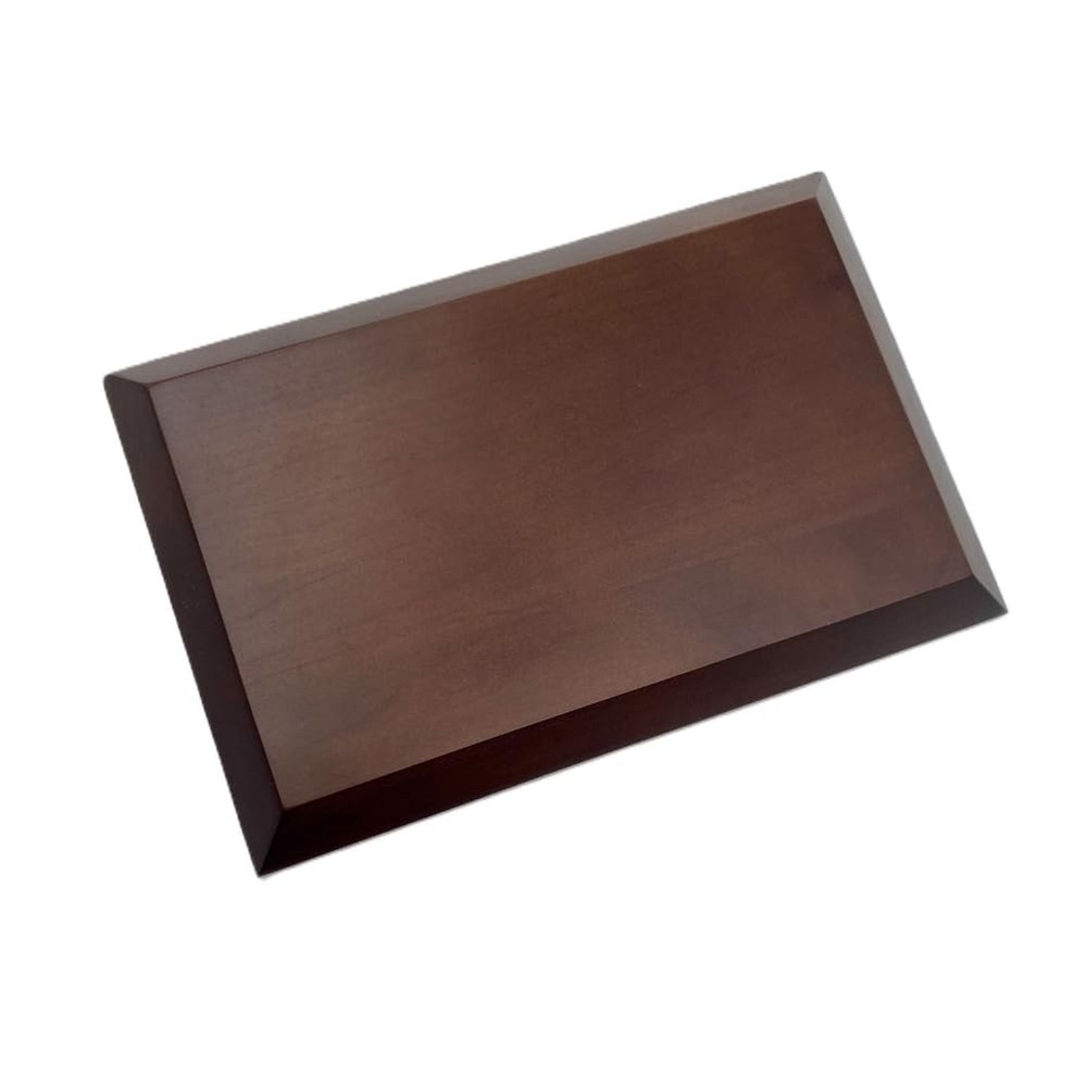 Dark Brown Solid Cherrywood Pedestal, Rectangular Wood Display Base with Beve...