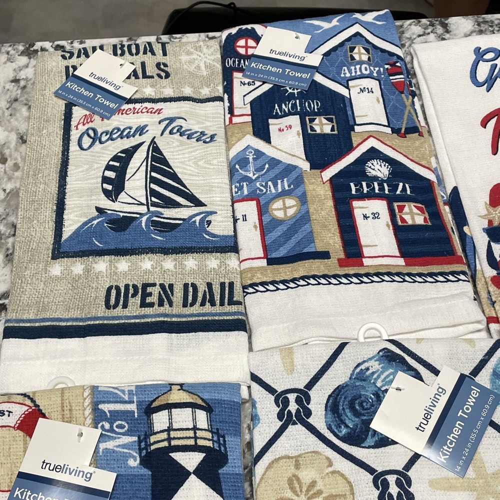 6 Beach Theme Dish Towel Dishcloth Lighthouse