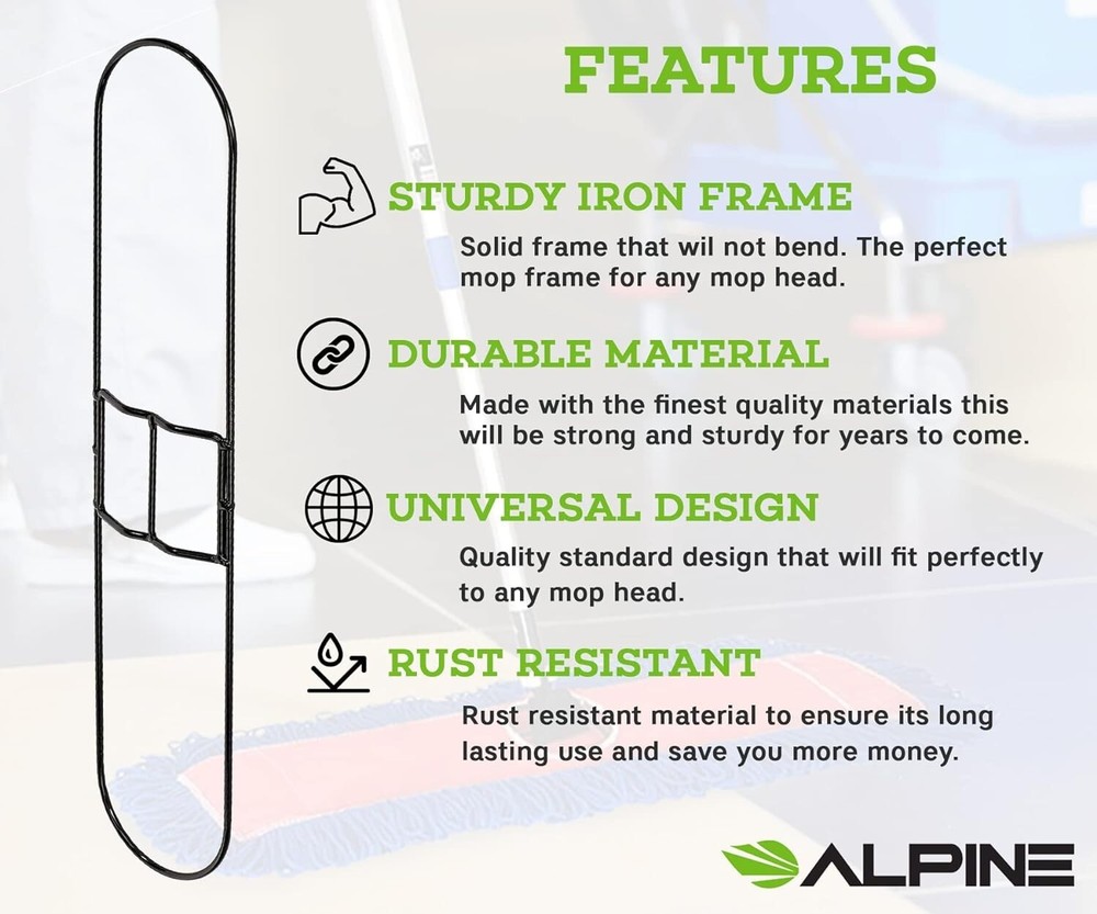 Alpine Industries Dust Mop Frame - Sturdy Universal Iron Mop Frame 24 Inch