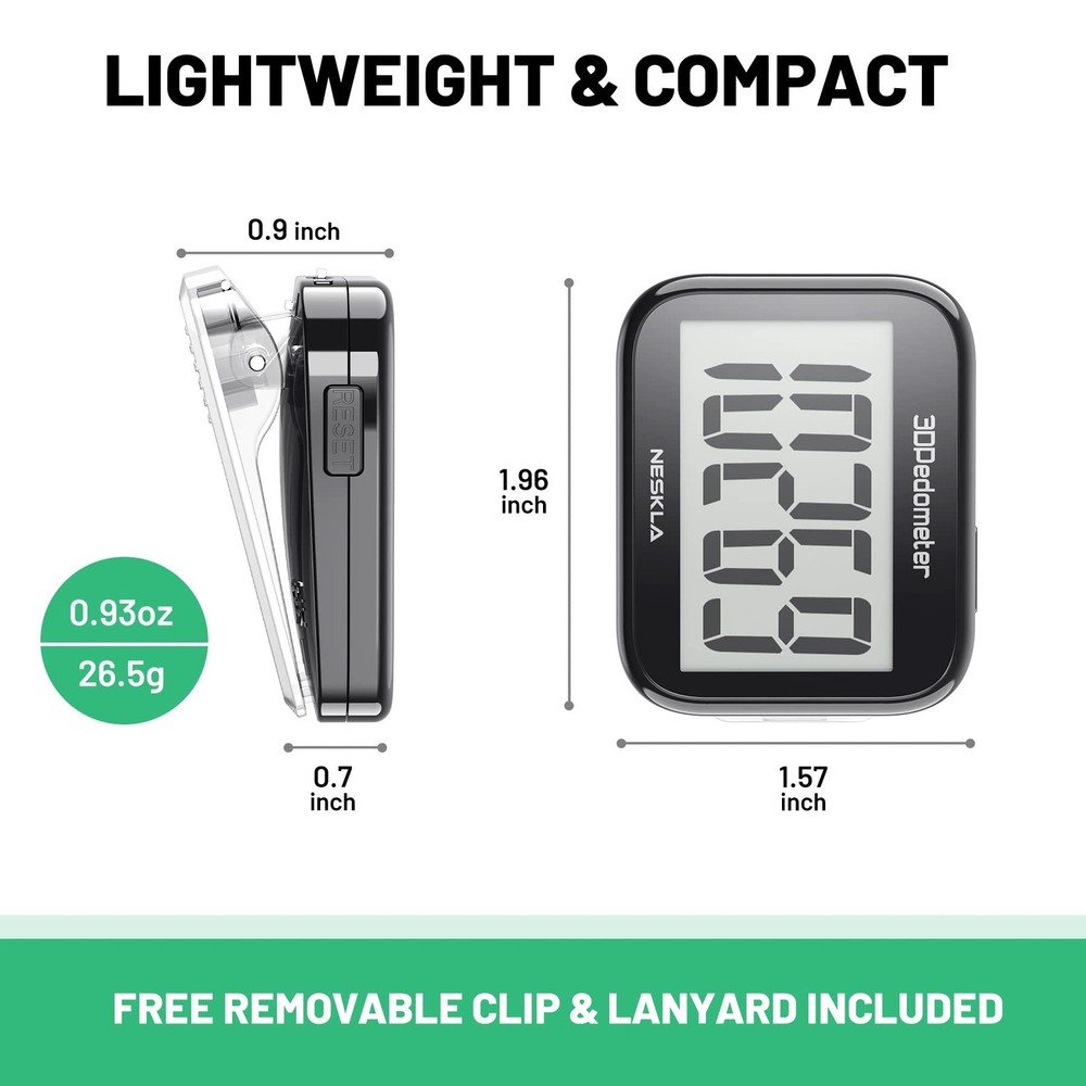 838 3D Pedometer for Walking, Simple Step Counter and Tracker with Large Digi...
