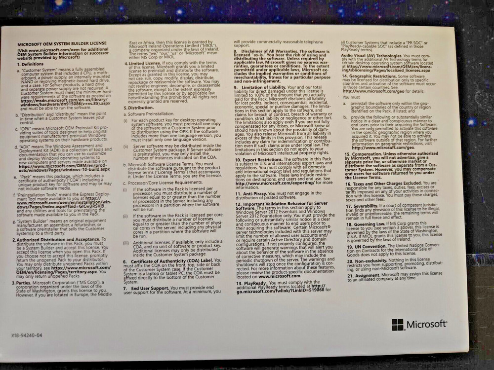 Microsoft Windows Server 2022 Standard OEM - 16 Core System License w/ COA