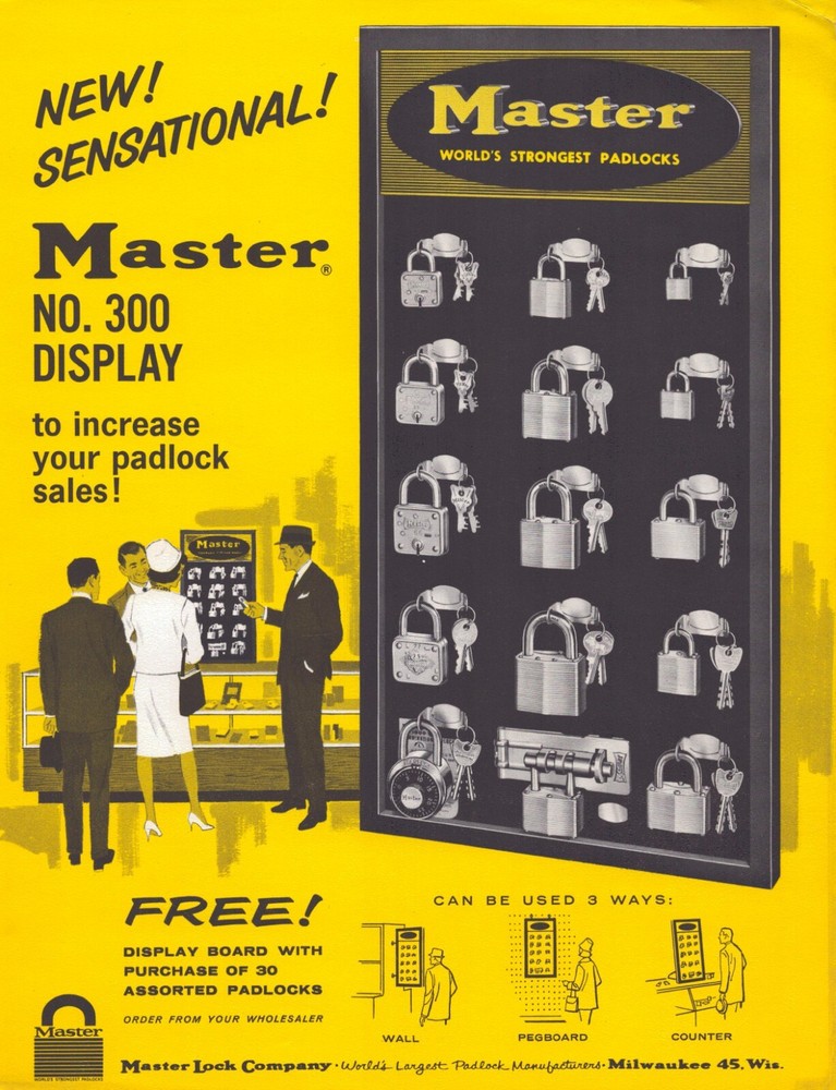 Master Locks  Display No. 300  Advertisement   11" x 8"