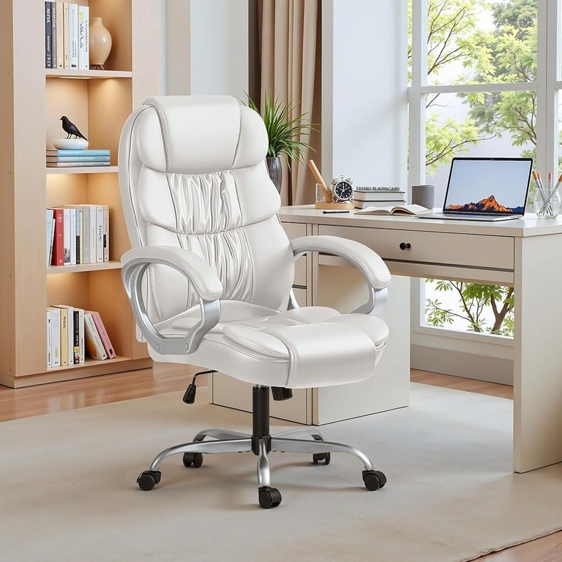 High Back Computer Desk Chair PU Leather Adjustable Height Office Executive