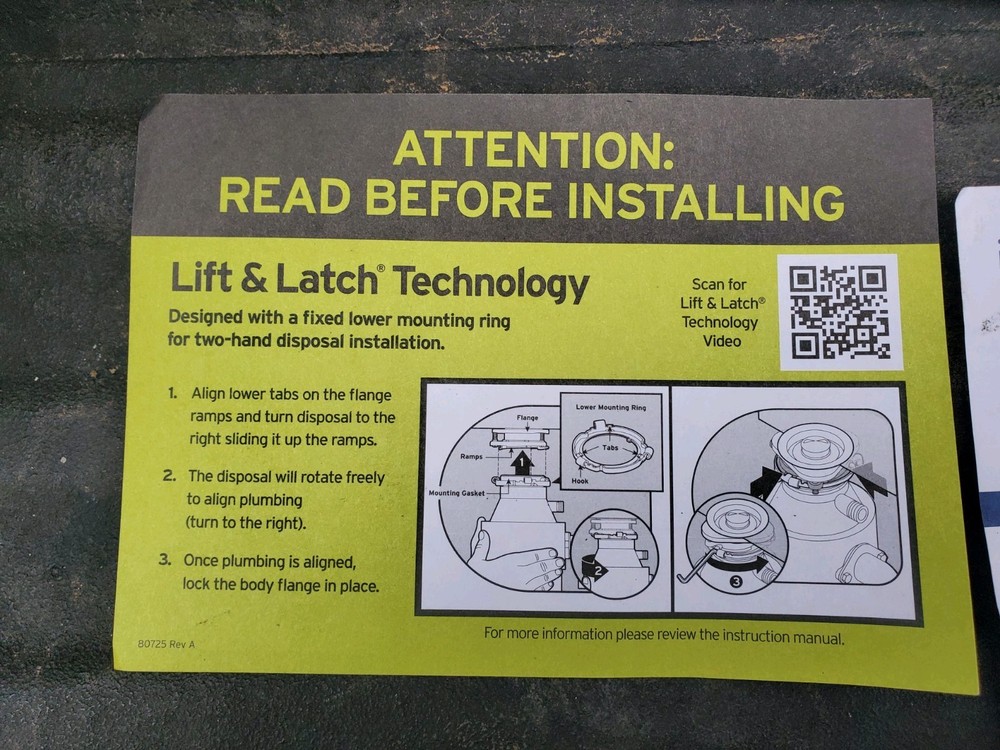 1 Insinkerator Garbage Disposal Flange Quick Lock Mount Kitchen Sink