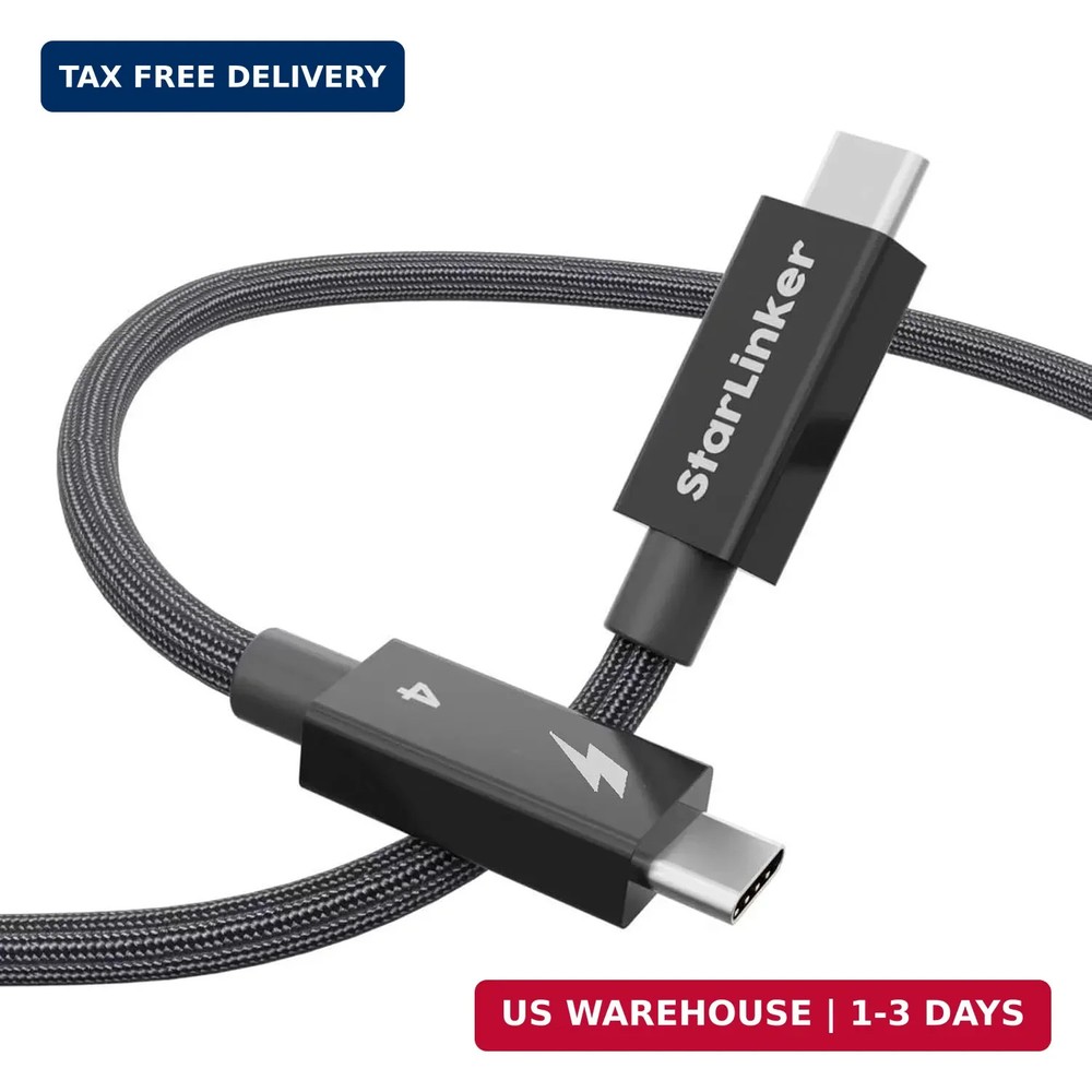 Thunderbolt 4 Cable 40Gbps [10Ft 3M] Braided, PD Charging, High-Speed Data Tr...