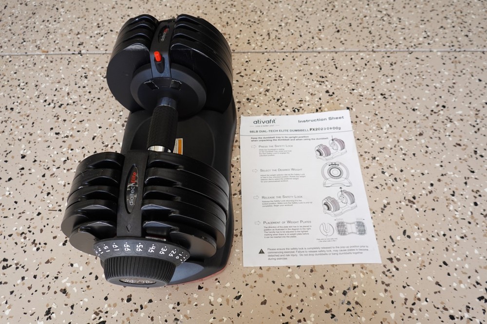 Ativafit Dialtech Elite Adjustable Dumbbell, 11-66 lbs with base