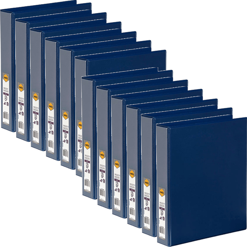 NEW Marbig Clear View Insert Ring Binder Folder 3D 38mm A4 Blue Box 12