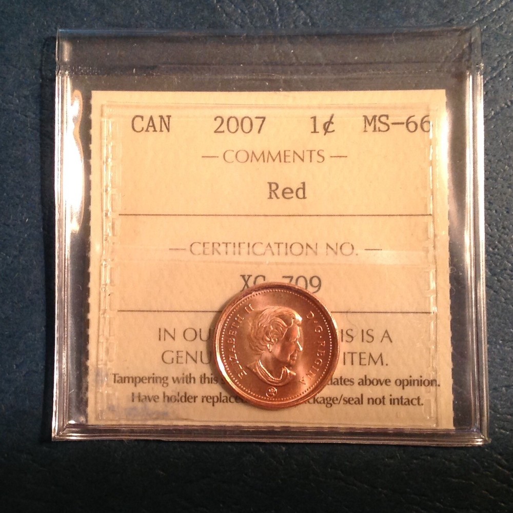2007 Canada One Cent ICCS Graded  RED Uncirculated cd