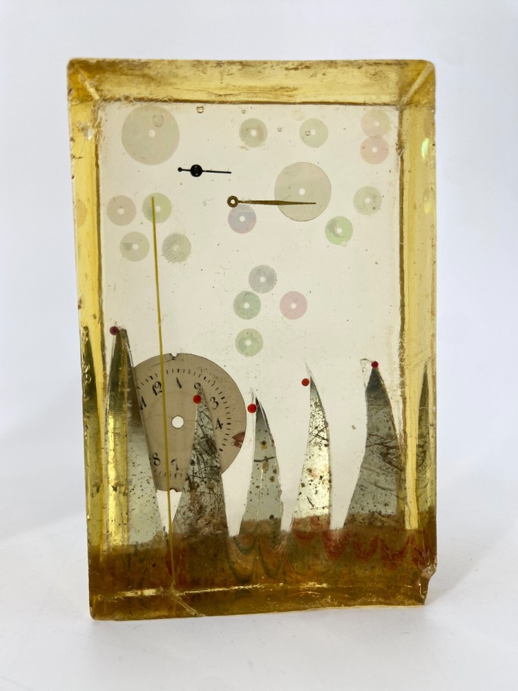 * ART SCULPTURE 90s MINIATURE ART TABLE OBJECT EPOXY RESIN