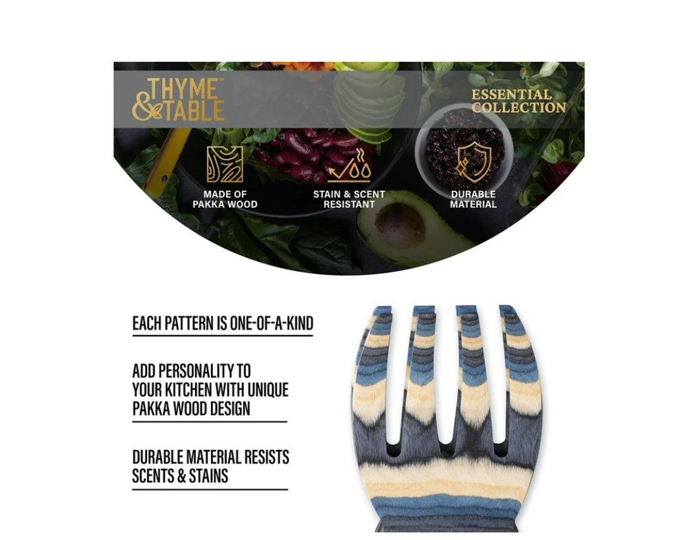 Thyme & Table Blue Wood Salad Hand Set