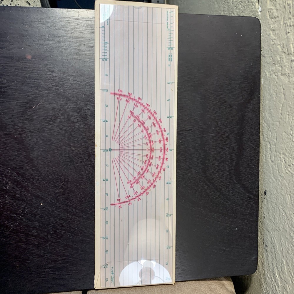 Vintage P-72 course protractor plotter 4" x 15" with instructions