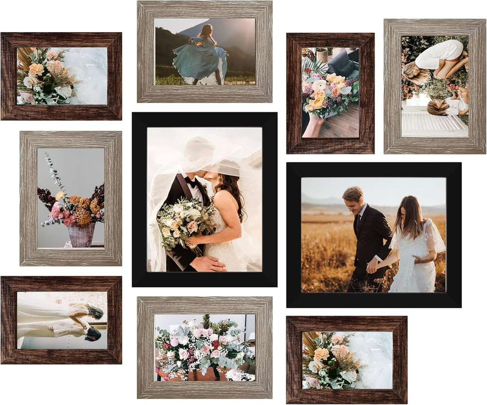 Picture Frames Collage Wall Decor 10-Pack, Gallery Wall Frame Set with 8X10 5X7