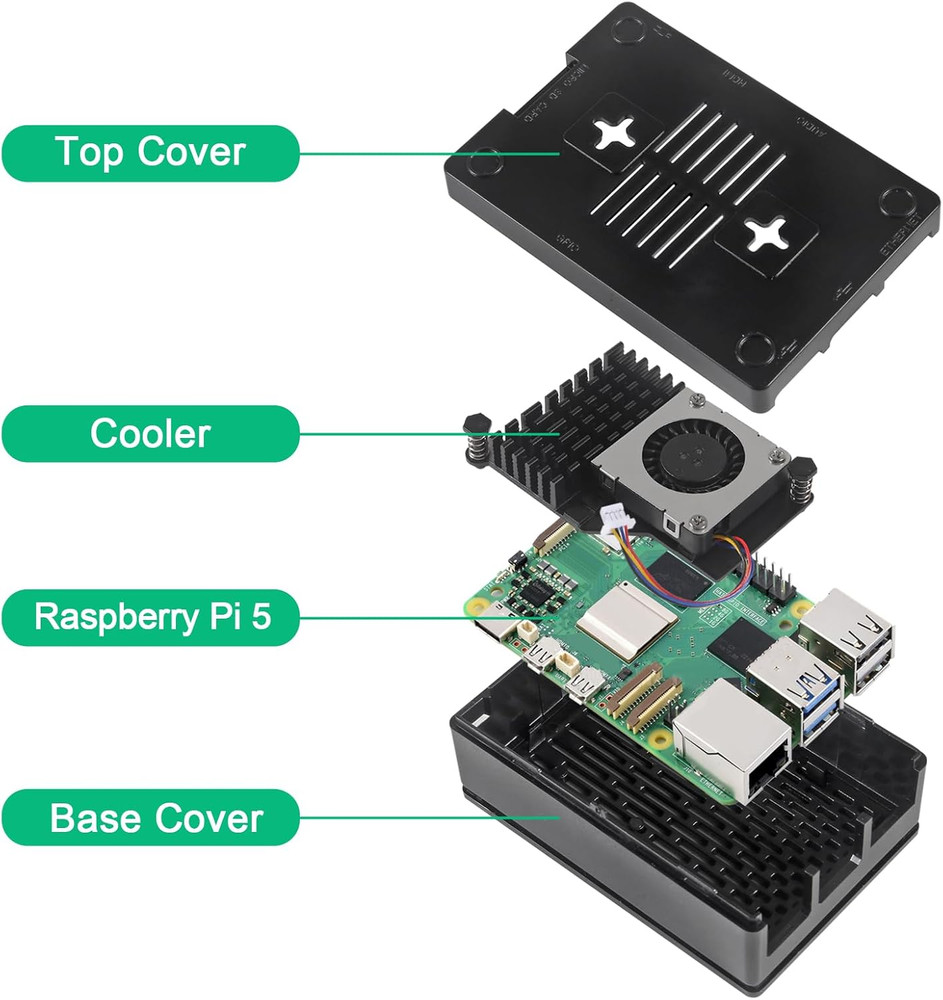 Raspberry Pi 5 ABS Raspberry Pi Case Plastic Shell Simple Removable Top Cover fo