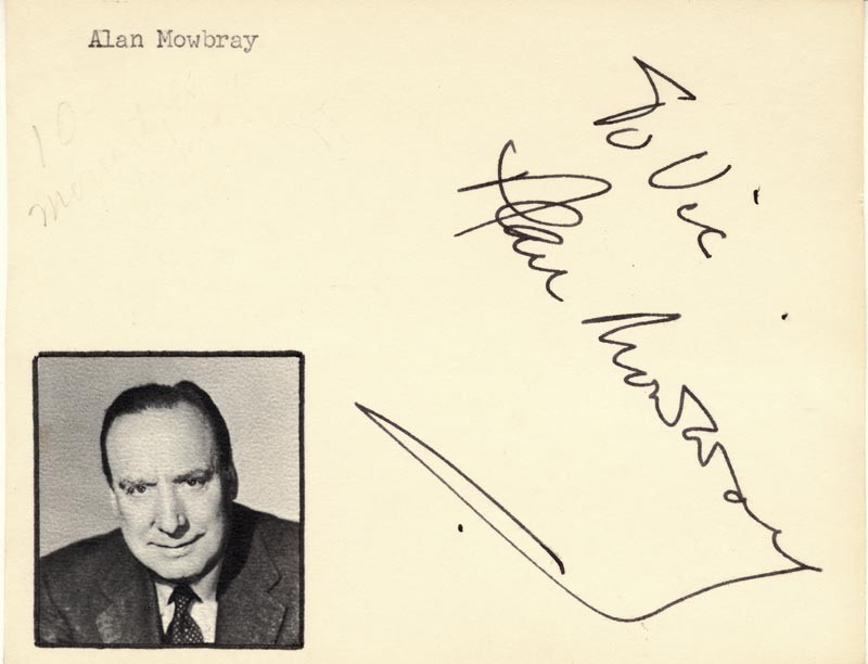 ALAN MOWBRAY - INSCRIBED SIGNATURE