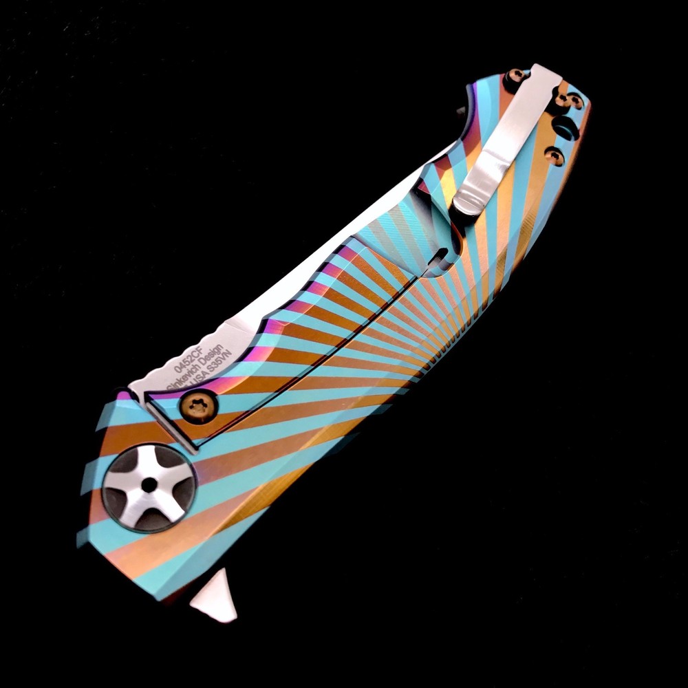 Zero Tolerance ZT 0452CF Plain Edge Folder BWL Starburst Ano custom zt452cf