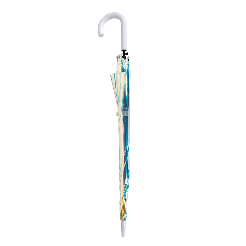 Iridescent Stick Umbrella, 50" Canopy Coverage, Crook Handle