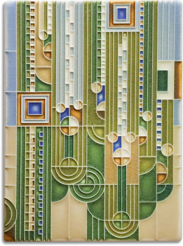 Frank Lloyd Wright Saguaro (Green) 6″×8″ Decorative Tile