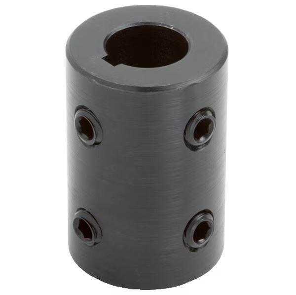 1-1/2" Solid Rigid Set Screw Coupling - Black Oxide with Keyway and Set Screws*