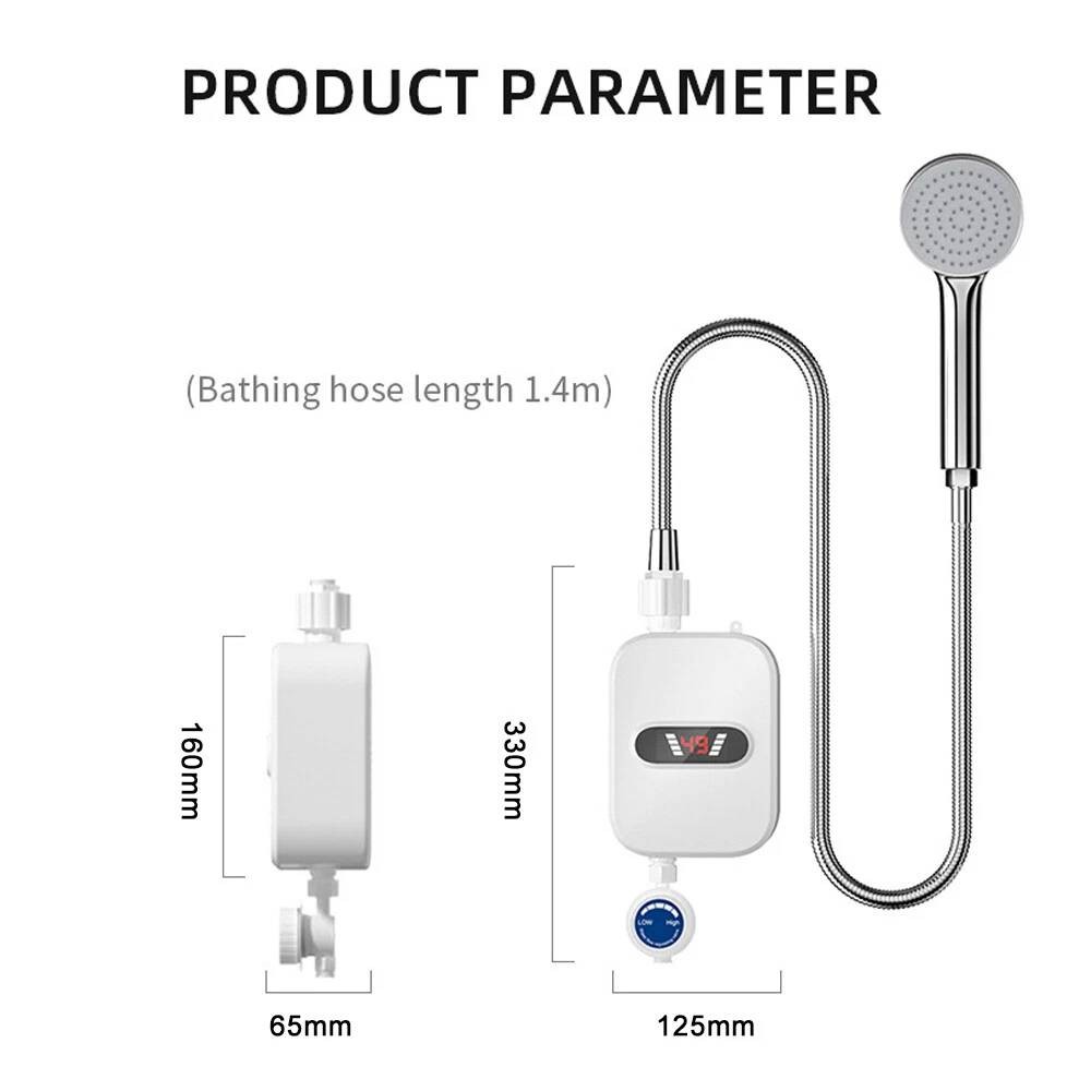 110V 3500W Tankless Hot Water Heater Shower Electric Portable Bathroom