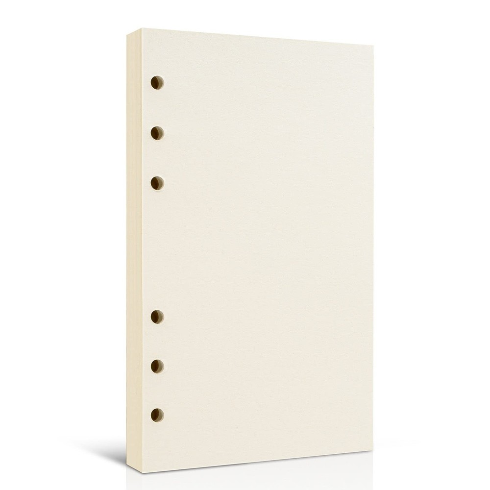 Refillable Blank Paper for 6-Ring Binders - A6 Size, 80 Sheets (160 Beige