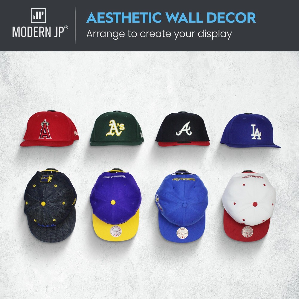 Modern JP Adhesive Hat Hooks for Wall - Minimalist Hat Rack, Dual Hanging Method