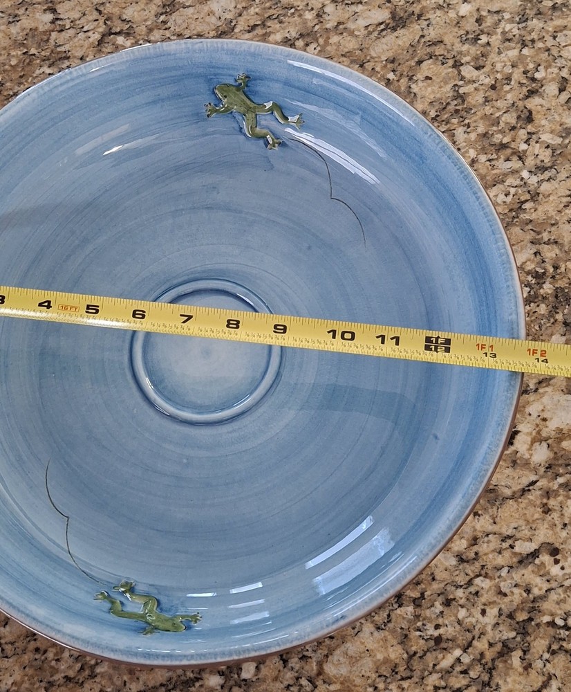 Pottery Barn Blue Hopping Frog Round Chip & Dip Serving Set