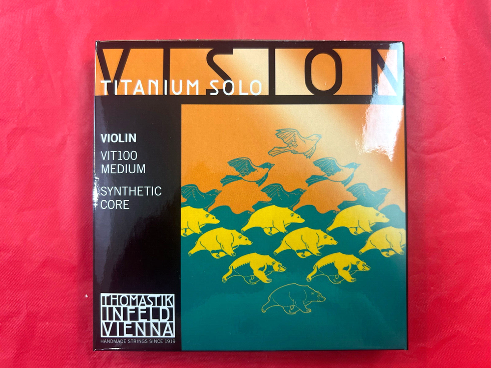 2 x Authentic Thomastik Vision Titanium Solo Violin String Set Medium 4/4