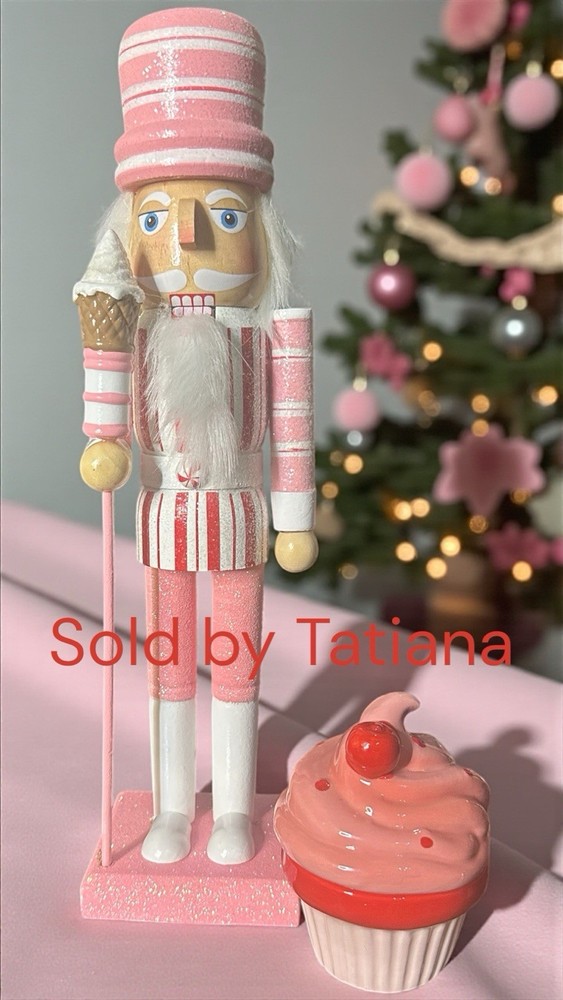 14” Cupcake Candy Nutcracker & Trinket Box SET  Bundle Christmas Decor