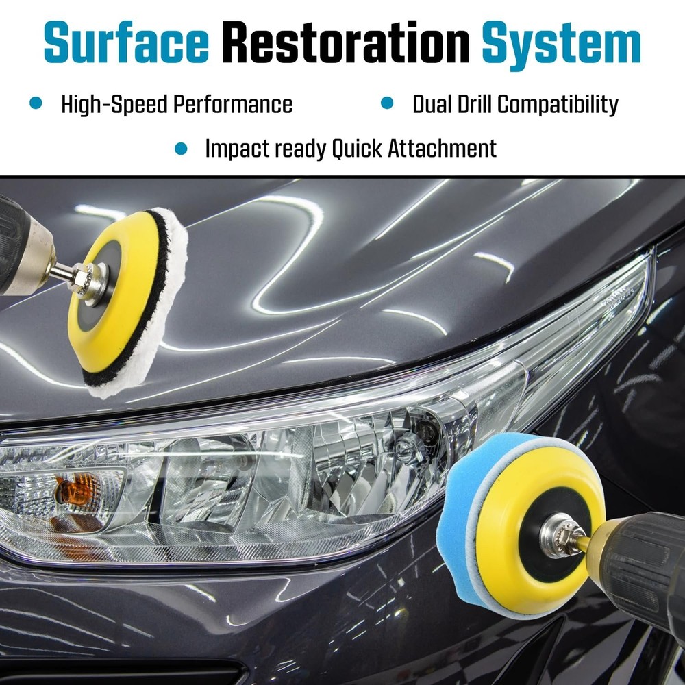 3" Sanding Polishing Kit Drill Buffer Car Headlight Restoration