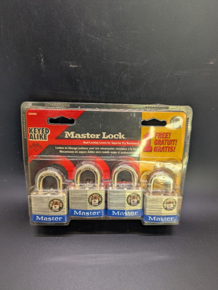 Master Lock 3008D No. 3 Padlock 4 Pack