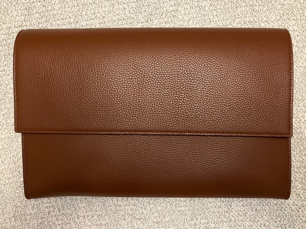 LUCRIN Geneva brown leather document pouch