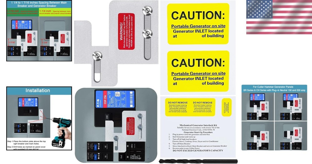 SafeHome Generator Interlock Kit for Eaton BR Series Panels