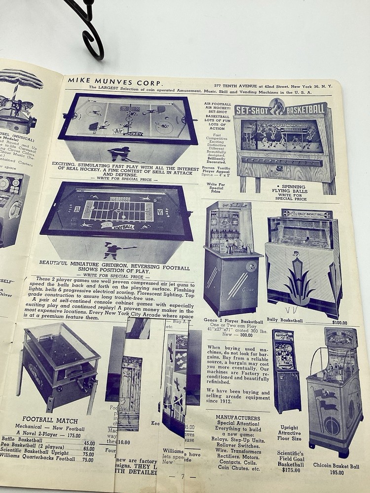 1955 Mike Munves Arcade Catalog & Original Operator Inserts-Complete Lot
