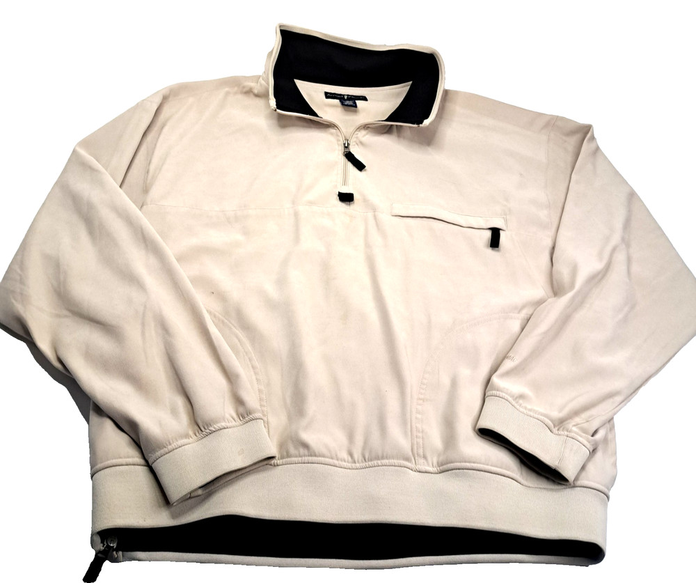 Arnold Palmer Golf Jacket Pullover Windbreaker Men's XL Beige Pockets Lined READ
