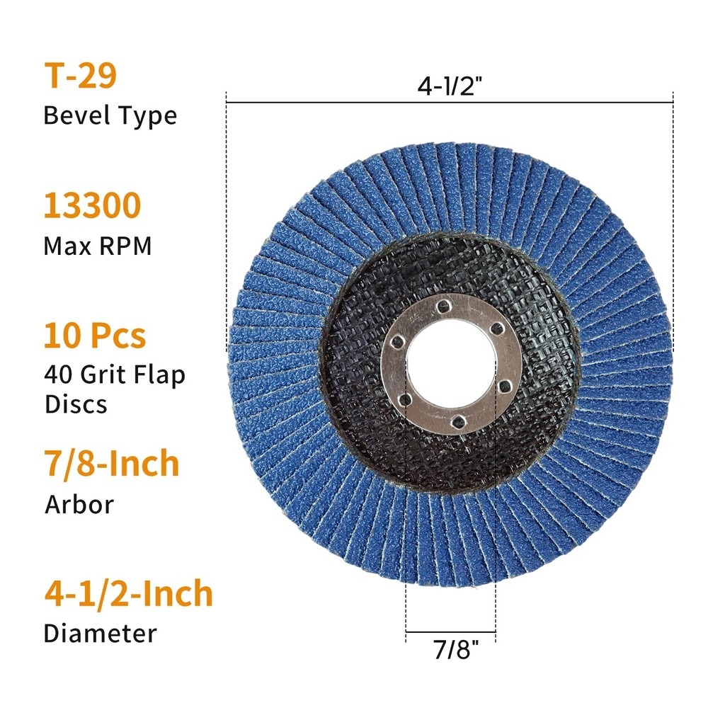 10 Pack Flap Discs 4 1/2 for Angle Grinder Sanding Disc, 40 Grit Grinding Dis...