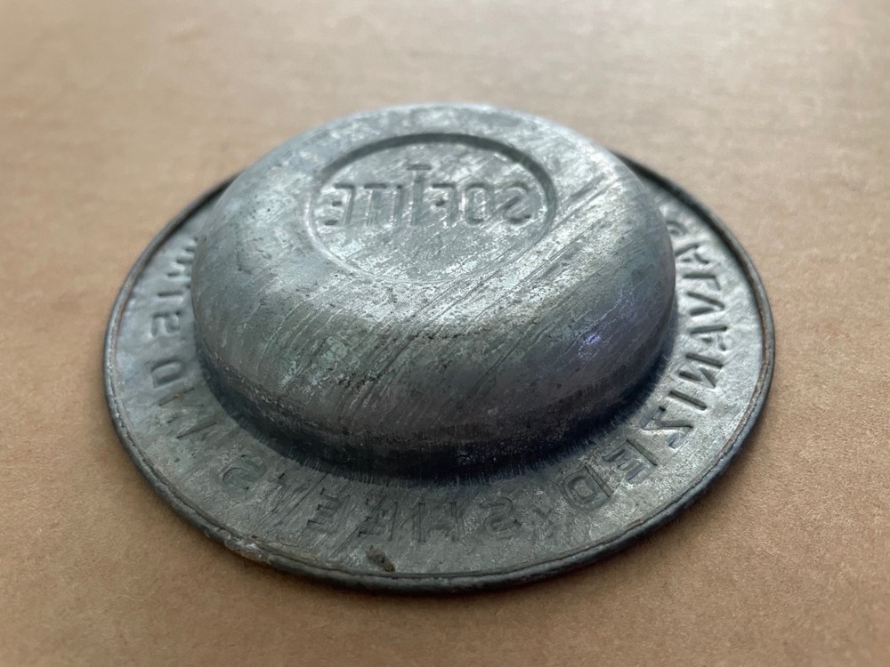 Vintage SOFTITE Galvanized Sheets and Strip Ashtray Wheeling #2