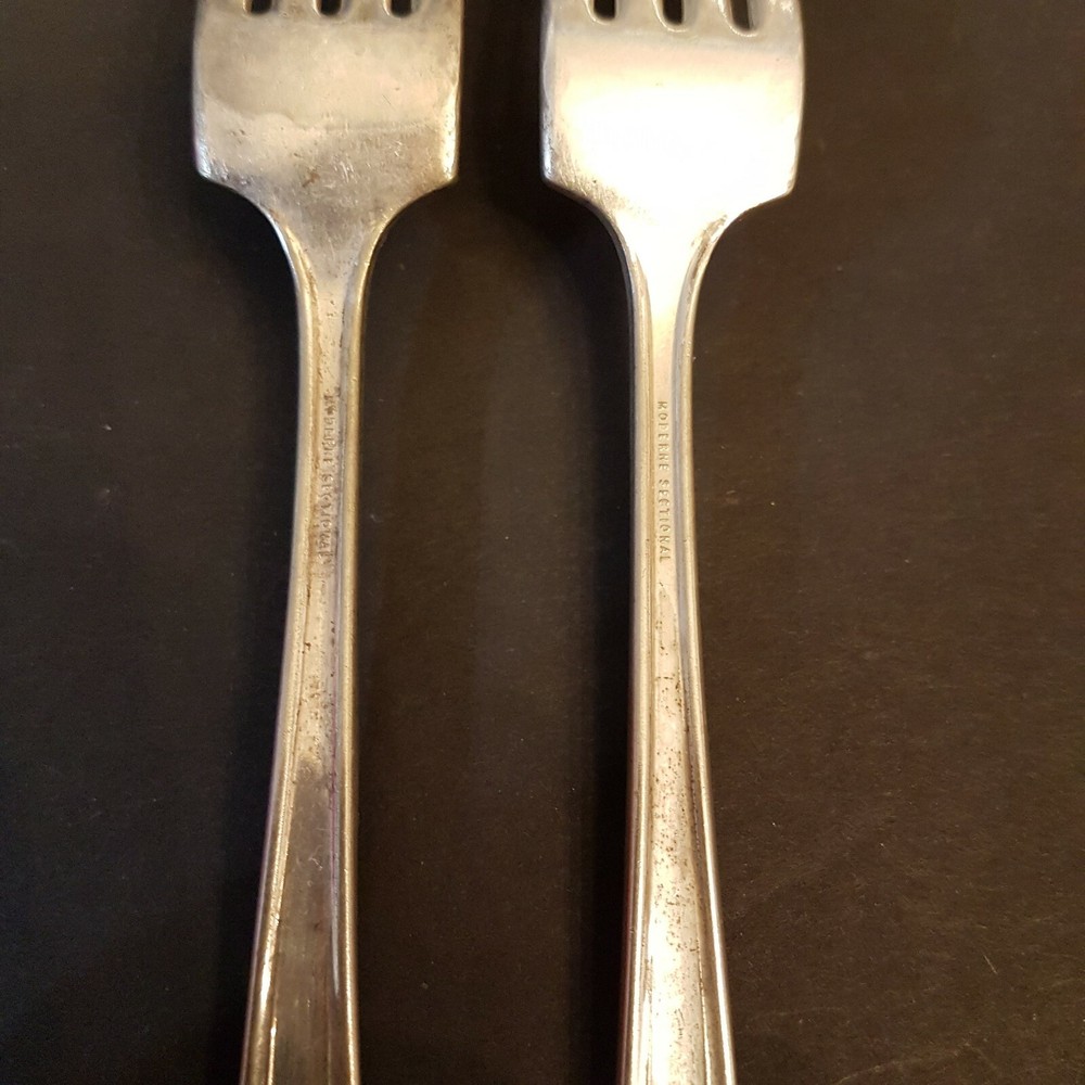 Moderne Sectional Dinner Fork LOT 2 National silver plate Scroll Flatware AS IS