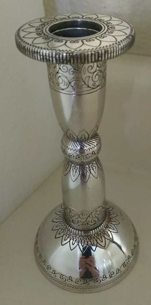 ONE BRIGHTON CANDLE STICK SILVER CANDLESTICK SCROLL DESIGN SILVER PLATED
