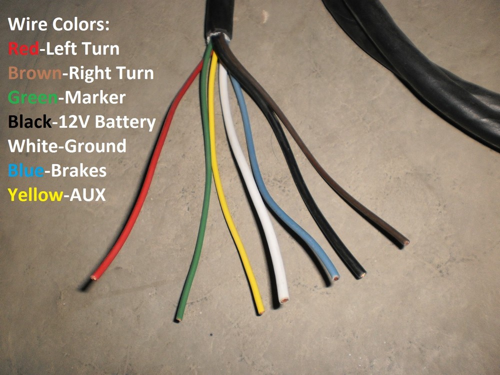 7 Way Plug Inline Pre-Wired Trailer Artic BLUE Cord w/Junction Box 6 Ft Cable