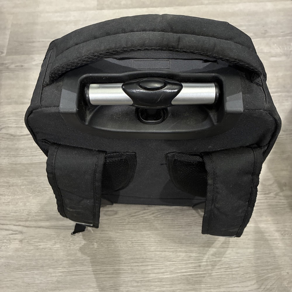 Rockland Single Handle Rolling Backpack, Black, 19x13x7.5