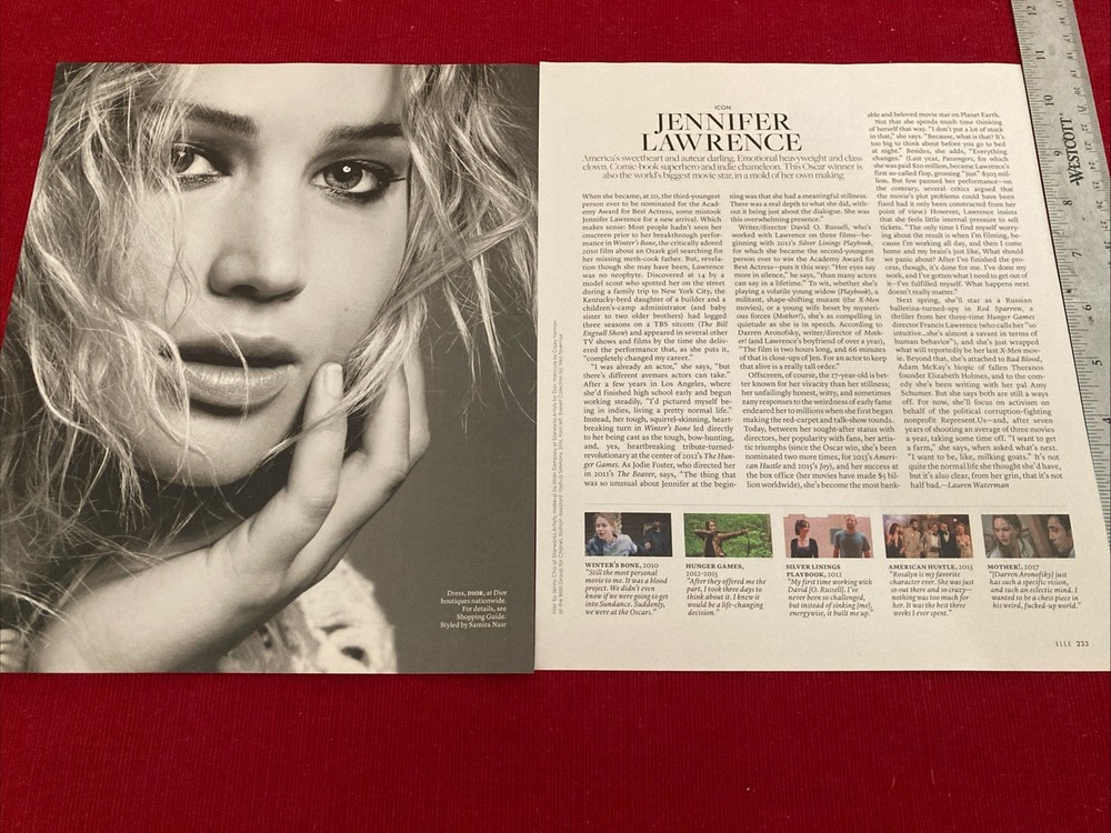 Actress Jennifer Lawrence 2-page 2016 Print Article