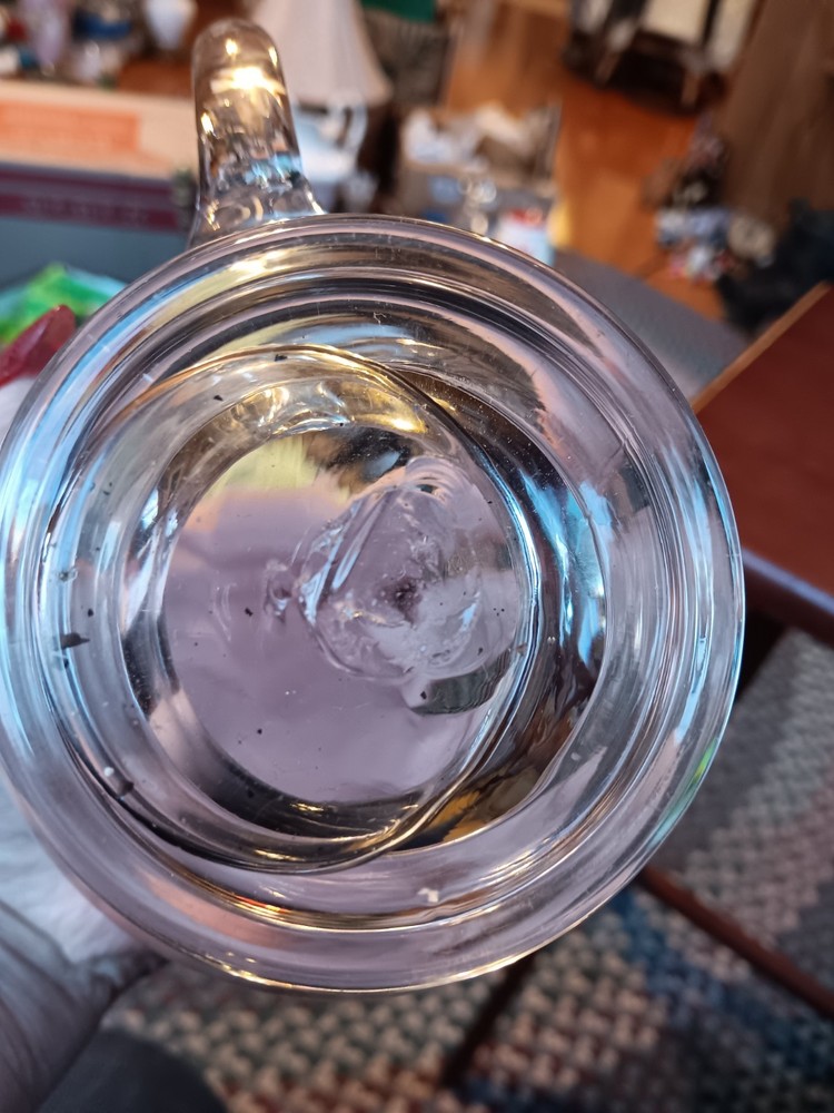 HAND BLOWN GLASS PITCHER. 1309