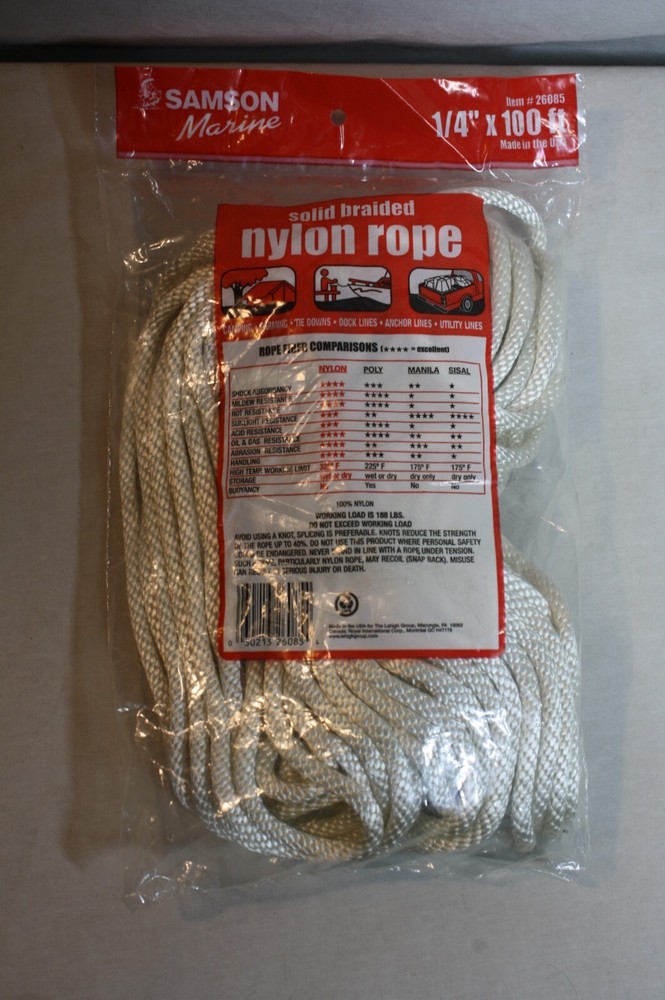 New Samson Marine Nylon Rope 1/4 X 100!