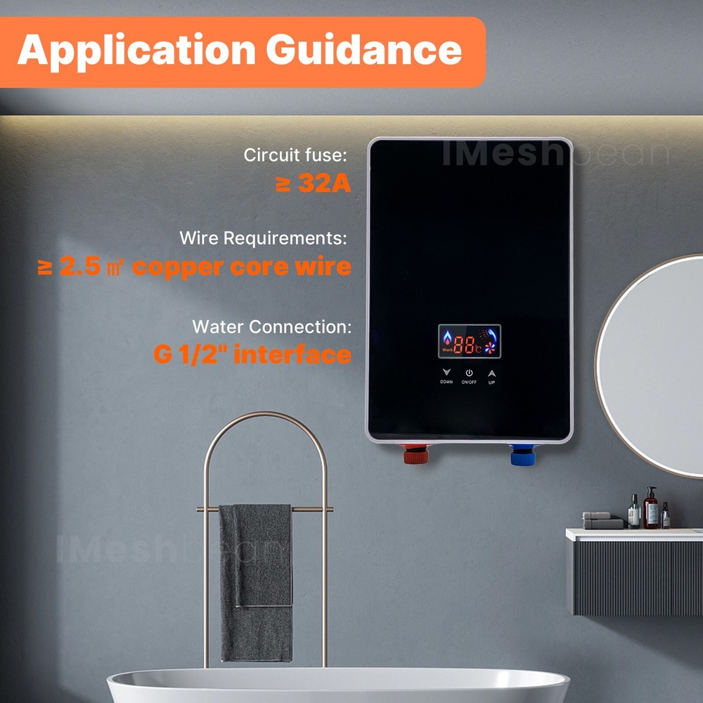 6500W 220V Kitchen Electric Hot Tankless Water Heater Instant Boiler w/Shower US