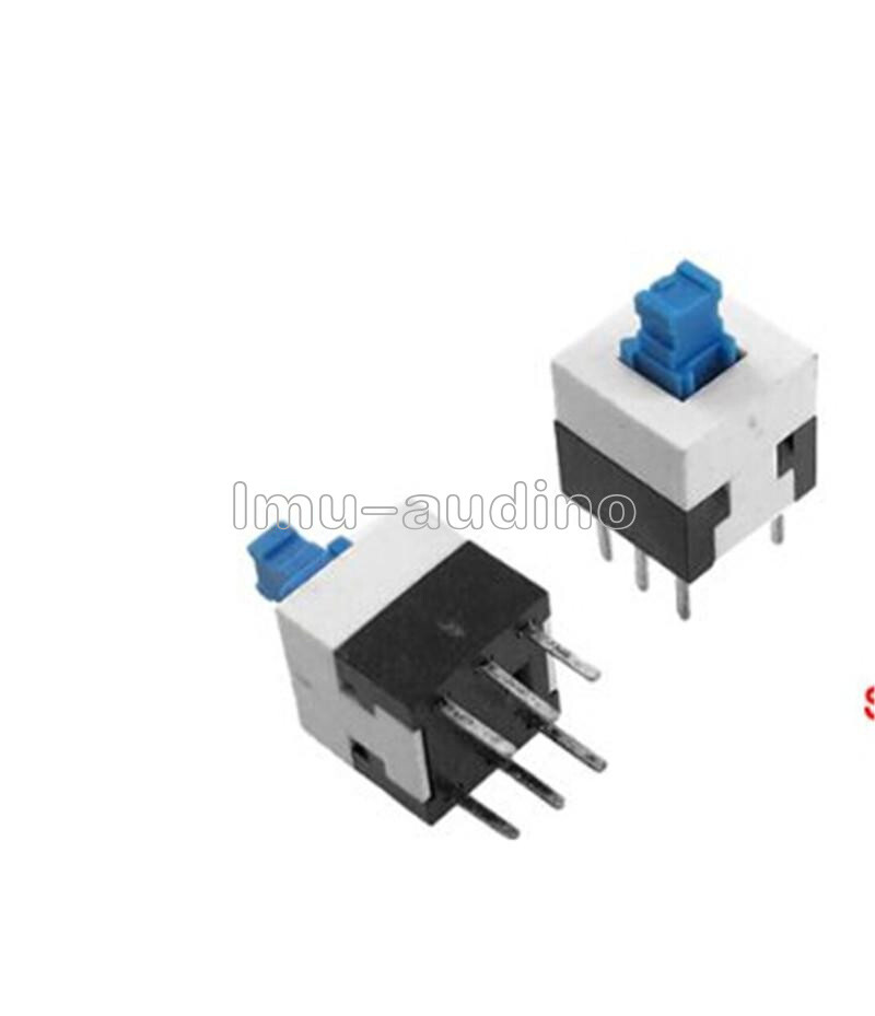 20pcs 8X8mm Cap Selflocking Type Square Blue Button Switch Control NEW